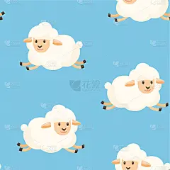 图案与羊在一个领域。向量无缝纹理。