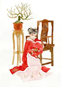 庚子.小寒.腊梅_白洺宇__插画师作品_涂鸦王国gracg.com