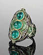 Art Nouveau Plique à Jour Enamel and Emerald Ring, circa 1900: 