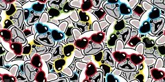 心型,绘画插图,狗,四方连续纹样,太阳镜,矢量,法国斗牛犬,壁纸,动物头,设计