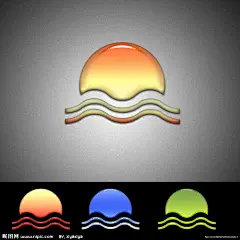 太阳  日出 海水 水晶logo设计