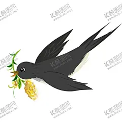 立春燕子插画 【酷图网】绿色的叶子,飞舞的燕子,黄色的小花,黑色的燕子,手绘燕子,植物插画,植物装饰,立春燕子,春天,燕子,成群,插画简笔,南飞,生物世界,鸟类,水墨燕子