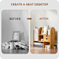 Amazon.com: Bamboo Desktop Bookshelf Organizer, Adjustable Office Desk Storage Shelf Rack with 2 Drawers, Natural Wood Tabletop Display Desktop Shelf for Office Supplies, Home Decor, Kitchen : Office Products