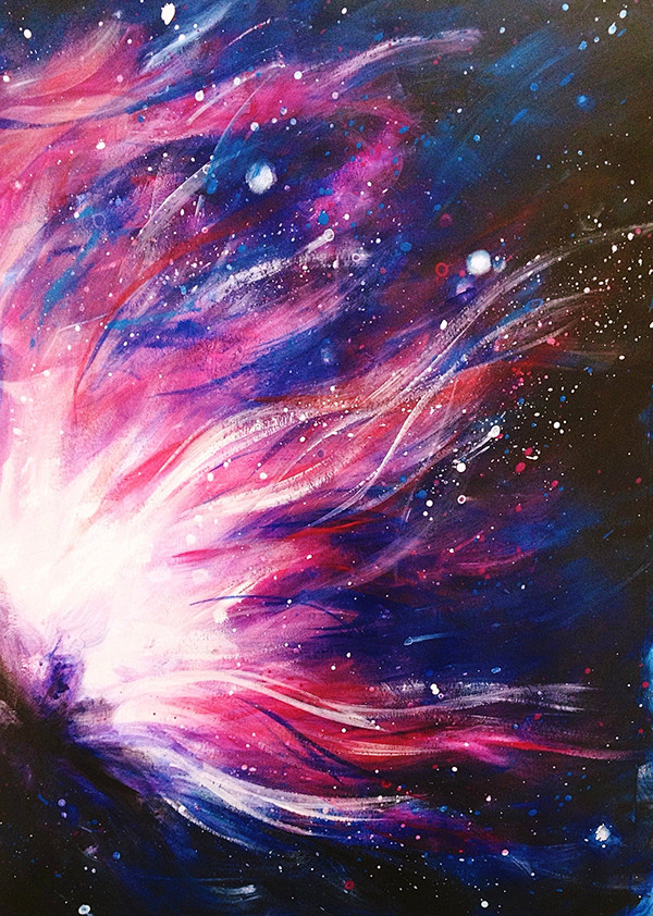 喷发的宇宙丙烯手绘