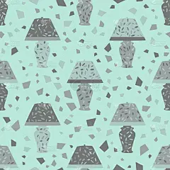 图案与台灯无缝搭配。适合纺织或纸张印刷。矢量插图。可爱的重复背景。