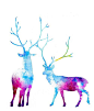 Deer Silhouettes - Modern Nature Watercolor Wildlife - Painting Print by Annya Kai via Etsy:
