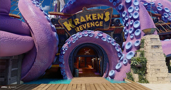 Kraken's Revenge From Black Ops 3 MP Map "Splash", Tim Wallace : I practically got to make the entire pirate ship attraction "Kraken's Revenge" inside and out working alongside Werner Eggers who designed the space and world built the a