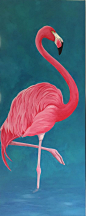 This is a Gorgeous Pink Flamingo Acrylic 16x 40 Painting. This bright pink beauty is ready to hang in your tropical beach house or cottage by: 
