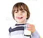 Little boy is drinking milk