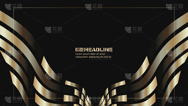 对称的金色丝带条纹与豪华的纹理海报背景
