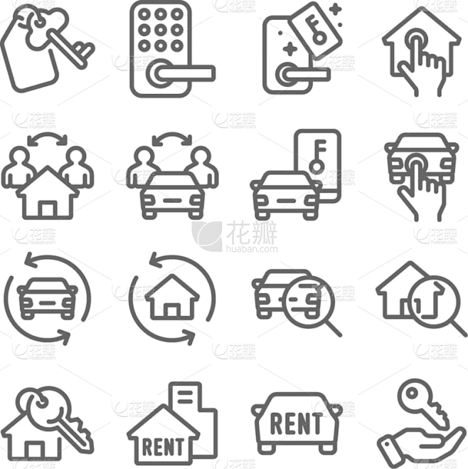 绘画插图,房地产,rent,计算机图标,矢量,门卡,美孚公司,接力赛,生长,爱抚素材-花瓣网