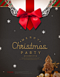 丝带蝴蝶 圣诞元素 圣诞狂欢 圣诞节主题海报设计PSD