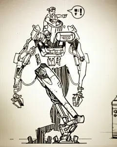 #CG原画# 美国艺术概念家 Matt Tkocz 的机械线稿。他的作品多是以未来世界和科幻为主题，包含重甲战士、宇宙飞船、车辆和太空探险家等。Matt Tkocz作品中的太空时代场景、车辆设计和角色走的是写实路线，画质精美，这些都要归功于他强大的绘画技能！童鞋们基础要打牢喔~