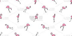 火烈鸟无缝模式向量粉红色火烈鸟异国的鸟夏天热带卡通围巾孤立的瓷砖背景重复壁纸插图