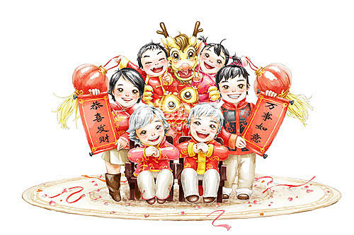 家庭,欢呼,春节,龙,全家福_gic58...