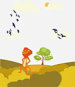 卡通插画素材新图网 https://ixintu.com 插图插画 手绘 彩色 卡通 动物 狮子 热带草原 卡通动漫