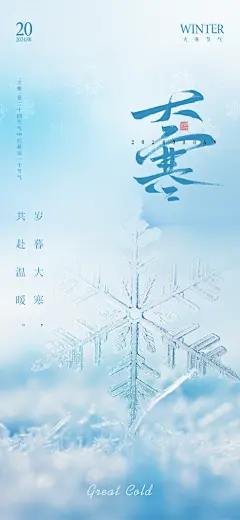 大寒二十四节气简约借势海报