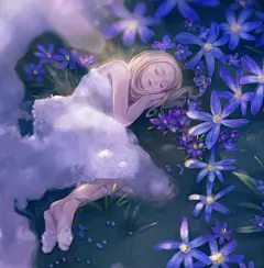 春寒♥冬眠-李若绮_萌,治愈,精灵,睡颜,女孩,春寒,《画匣子.花园》_涂鸦王国插画