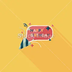 生日快乐平图标与长长的影子，eps10#生日快乐# #happy birthday# #生日贺卡设计# #生日快乐banner# #生日快乐字体# #卡通插画# #素描插画# #生日装饰画# #生日快乐桌面# #周年庆banner# #周年庆设计素材#