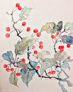 @鹿菏-小年姐儿 #水彩# #小清新# #壁纸#