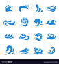 Wave icons vector image on VectorStock