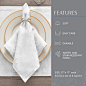 Amazon.com: Elrene Home Fashions Caiden Elegance Damask Fabric Napkins (Set of 4), 17" x 17", White 4 Count : Home & Kitchen