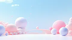 千库网_3D立体彩球质感电商背景5_背景编号6485549