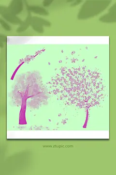 清新樱花树免抠元素