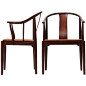 Pair of rosewood Chinese Chairs by Hans J. Wegner  Denmark  1960's  A rosewood "Chinese" chair with leather seat pad. Design Hans Wegner manufactured by Fritz Hansen.