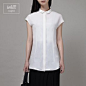 iohll台北 设计女装品牌 极简OL 水洗丝后活褶包袖衬衫 简约-淘宝