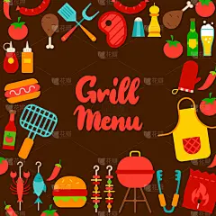 菜单,炊具,明信片,文字,牛排,热,野餐,食品,烤肉架,问候