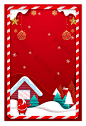 剪纸风雪地手绘红色圣诞节背景图片素材