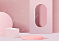 Display product abstract minimal scene with geometric podium platform. cylinder background   rendering with podium. stand for cosmetic products. stage showcase on pedestal pink studio Premium Vector
