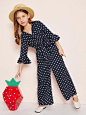 Girls Flounce Sleeve Polka-Dot Jumpsuit : Shop Girls Flounce Sleeve Polka-Dot Jumpsuit online. SheIn offers Girls Flounce Sleeve Polka-Dot Jumpsuit & more to fit your fashionable needs.