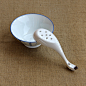 创意可爱日式餐具 陶瓷天鹅火锅盛汤小漏勺烹饪捞勺纯白沥水勺子 原创 设计 新款 2013 正品 代购  淘宝