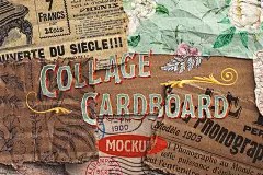 复古褶皱毛边瓦楞纸纸板拼贴展示设计样机素材 Collage Cardboard Layout – 图渲拉-高品质设计素材分享平台