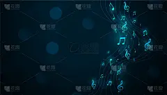 发光的音乐五角星背景与声音的音符