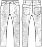 A14女装丹宁牛仔外套裤可编辑款式图 AI素材服装设计素材矢量图集-淘宝网