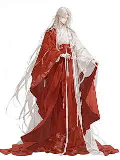 红衣白发古风男立绘 - 小红书