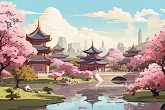苏州春游插图插画