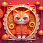 Premium Photo | Paper cut quilling multidimensional chinese style cute zodiac cat with lanterns blossom peach flower in background chinese new year lunar new year 2023 concept