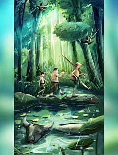 清明节春天春游童年回忆插画