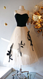 Vintage 50s Black and White Velvet by xtabayvintage, $298.00 复古小礼裙