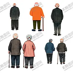 老人背影 【酷图网】老人背影,老人家素材,公益海报元素,孤单,老头老太太,手绘插画素材