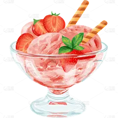 手绘美食插画贴纸-冰淇淋
