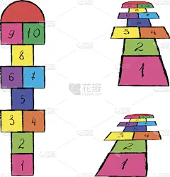 明亮,跳房子游戏,模板,儿童,户外,轮廓,白色,黑色,沥青,式样