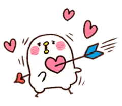 Piske&amp;Usagi.3(English) by Kanahei - LINE 个人原创贴图 : Cheerful rabbit Usagi and staid bird Piske. The third Sticker.