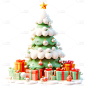 圣诞节平安夜软3D风卡通感圣诞树元素素材