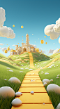wallpaper for desktop, tablet & mobile screenshot, in the style of storybook-like, perspective rendering, made of cheese, dreamlike horizons, whimsical form, 32k uhd, rounded
