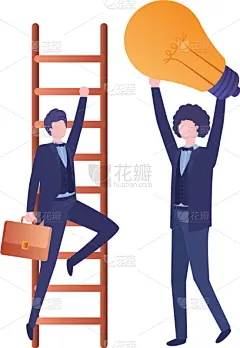 男商人,楼梯,电灯泡,头像,人,白色背景,高雅,机遇,男人